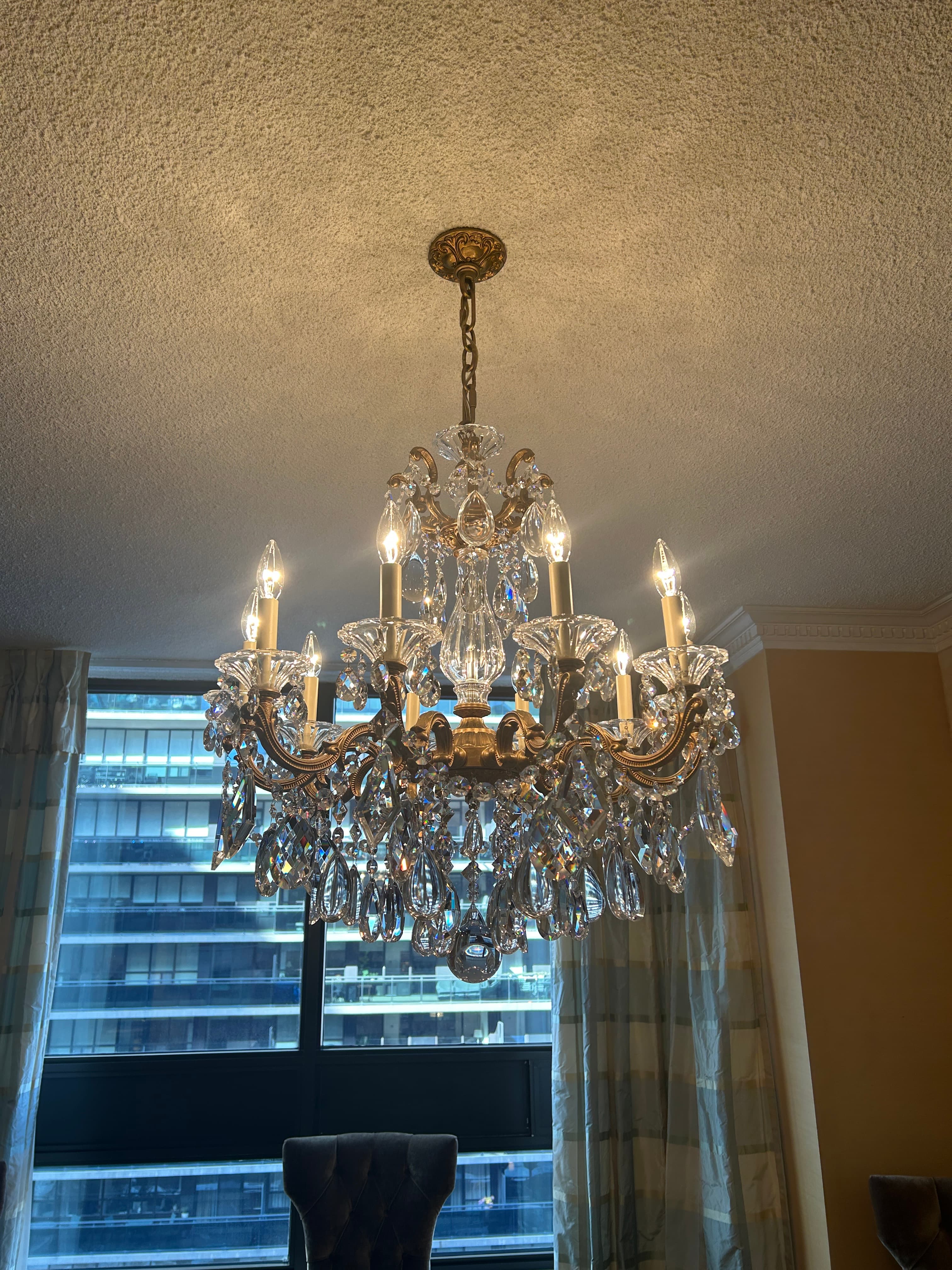 Hand-polished crystal chandelier