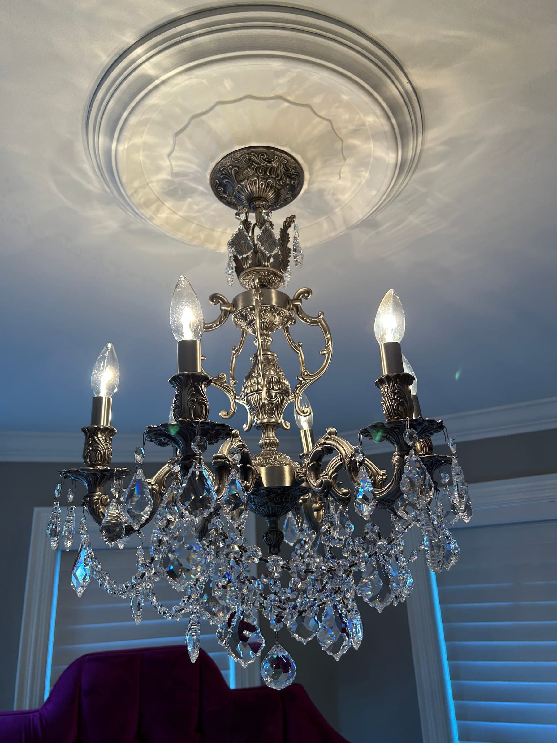 Multi-arm crystal chandelier