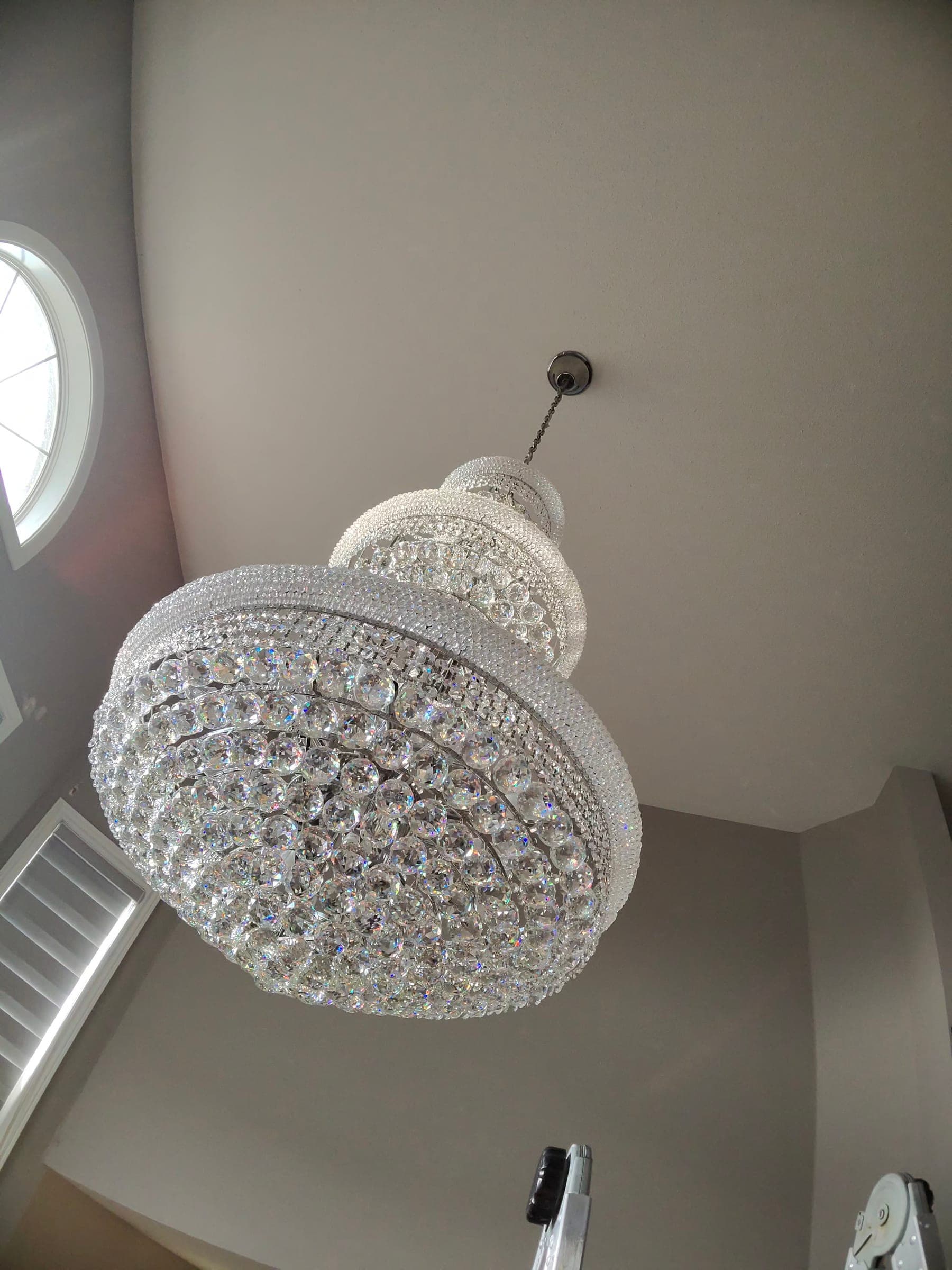 Sparkling chandelier after service