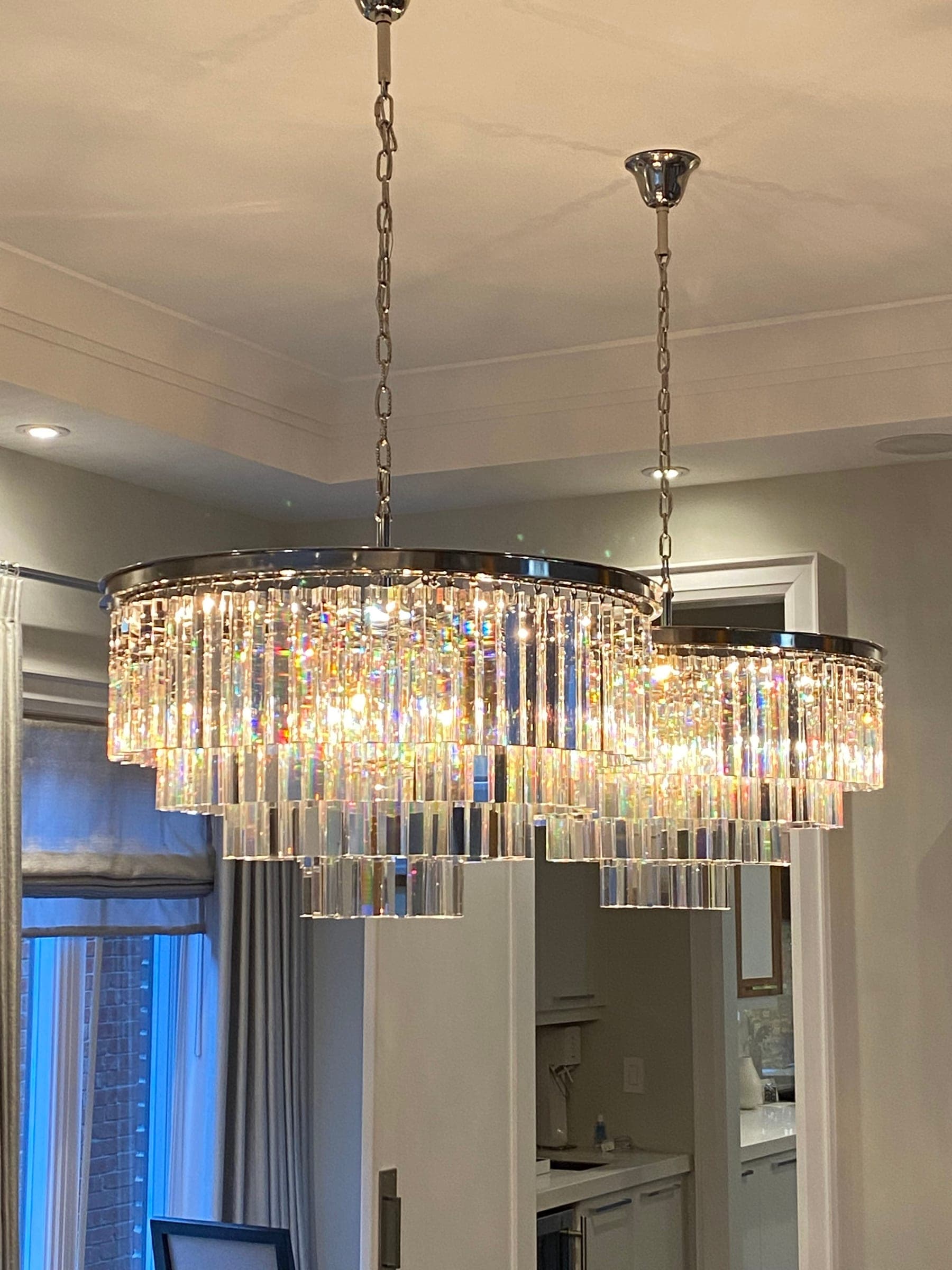Modern tiered crystal chandelier