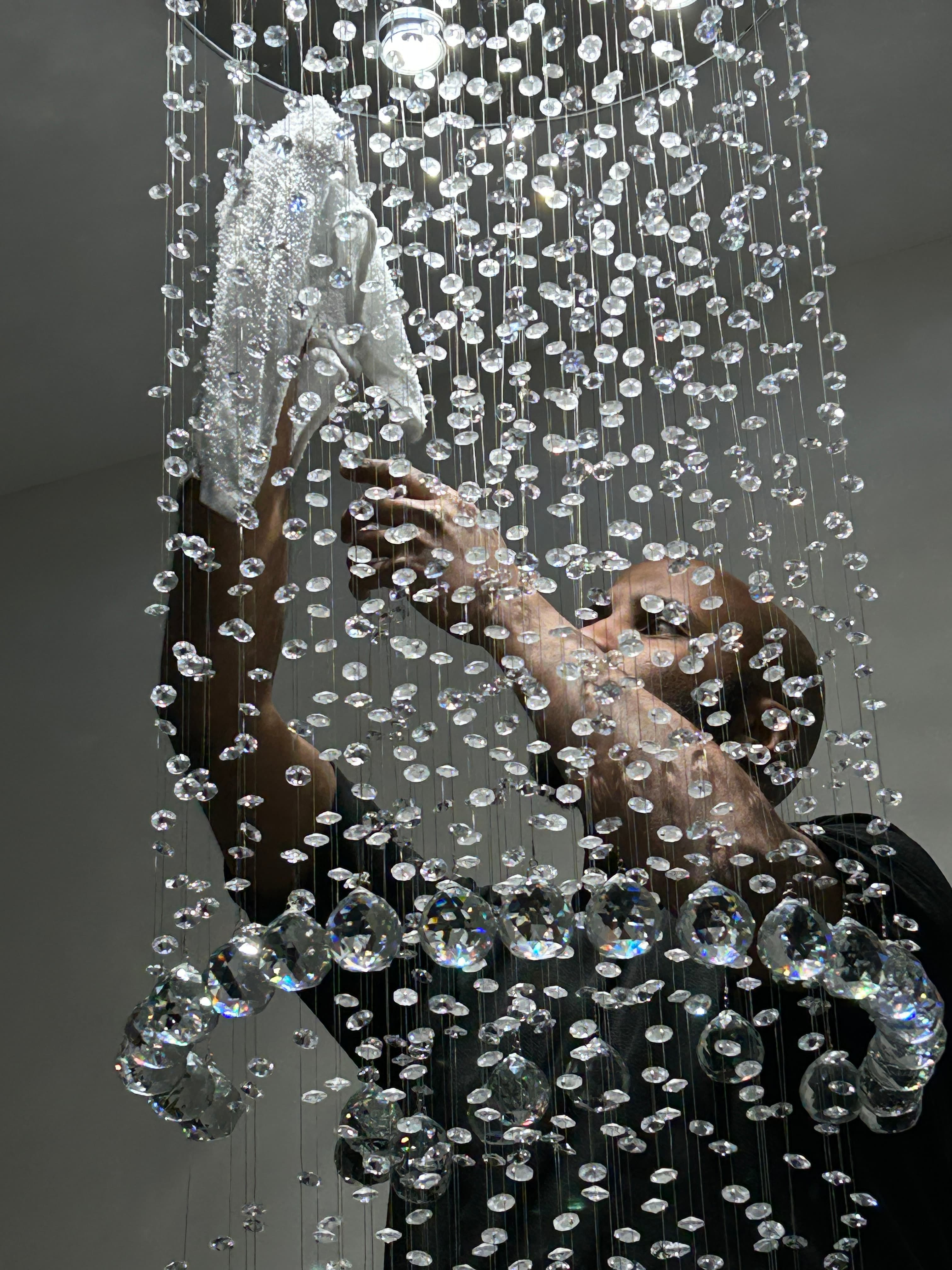 Crystal chandelier detail work